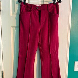 Essential Trouser by Anthropologie - Burgundy with flare leg Size 4